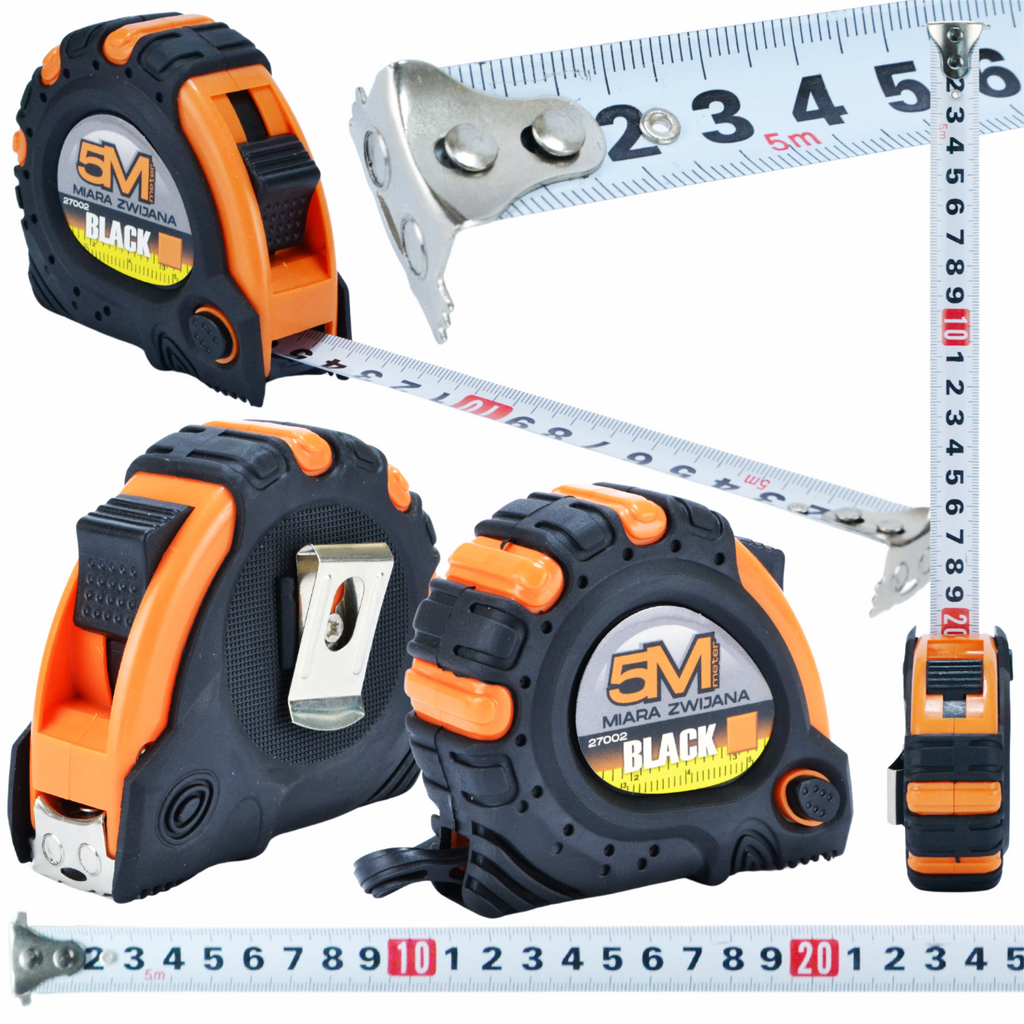 5M Steel Folding Measuring Tape with Lock, Black