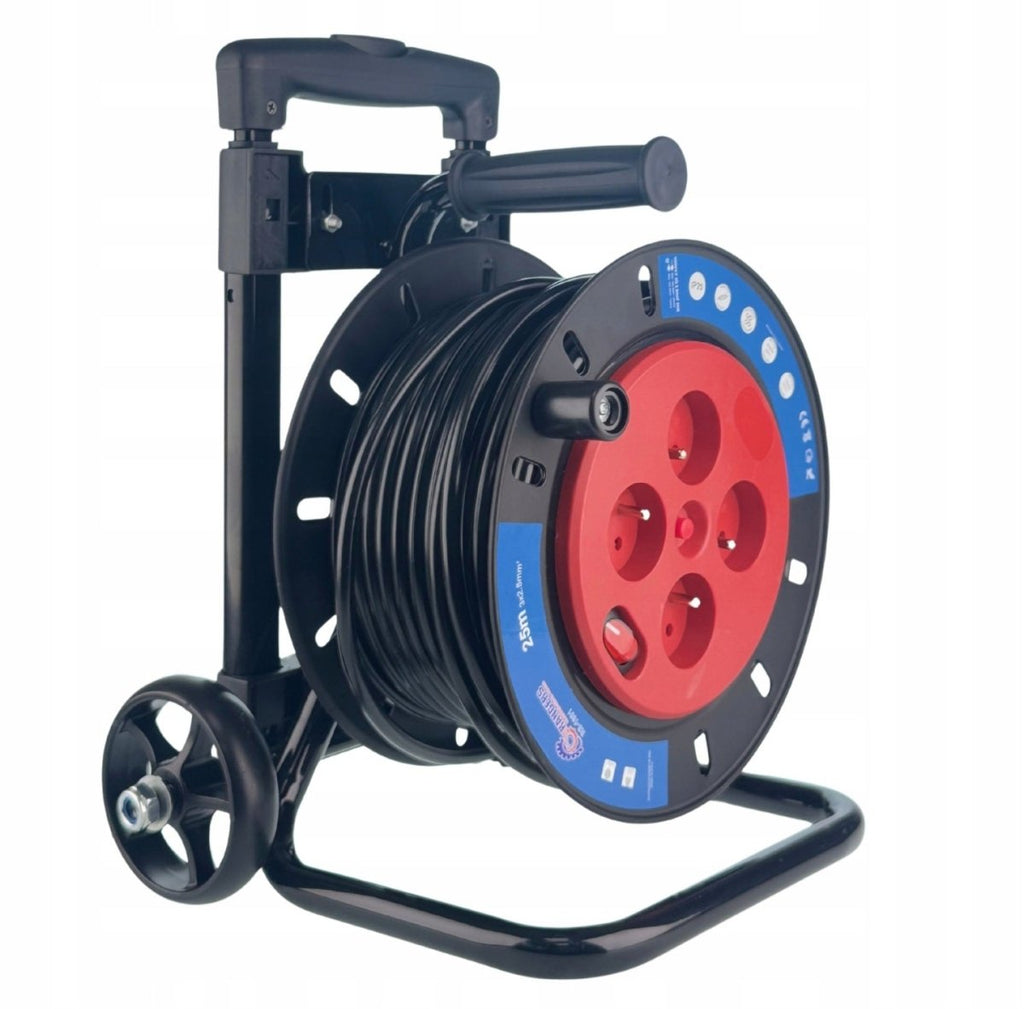 25 m pikenduskaabli rull 3×2,5 mm² IP44 ratastega raamiga (25 m)