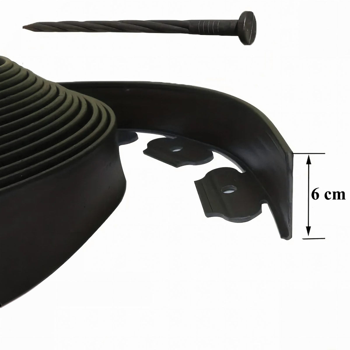 Garden Lawn Edging Set 60mm x 50mm x 10m with 30 Black Anchors