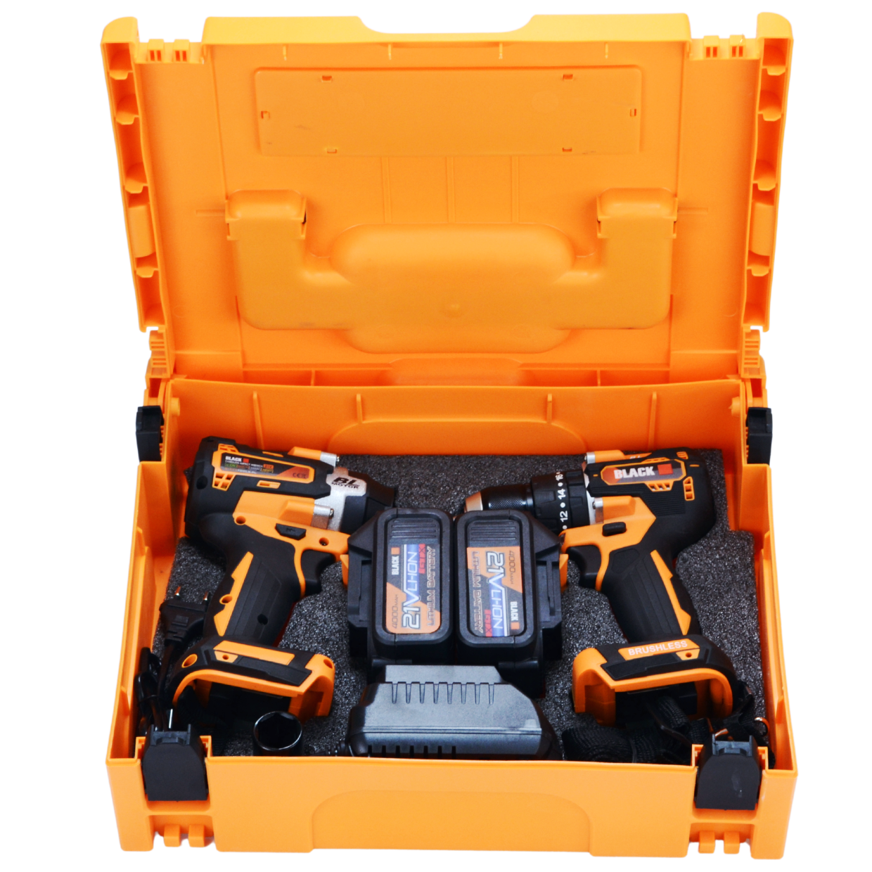 2-ühes juhtmevaba kruvikeeraja ja löökmutrivõtme tööriistakomplekt 21V 2x 4Ah