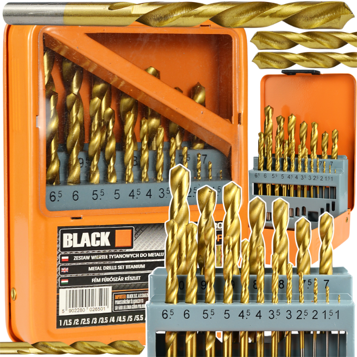 19-osaline titaaniga kaetud metalli puuri komplekt (33001)