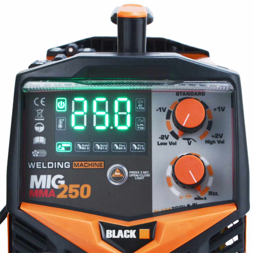 MIGOMAT MIG FCAW MMA 250A Flux Gaas Taustvalgustus Must Komplekt Keevitusmasin