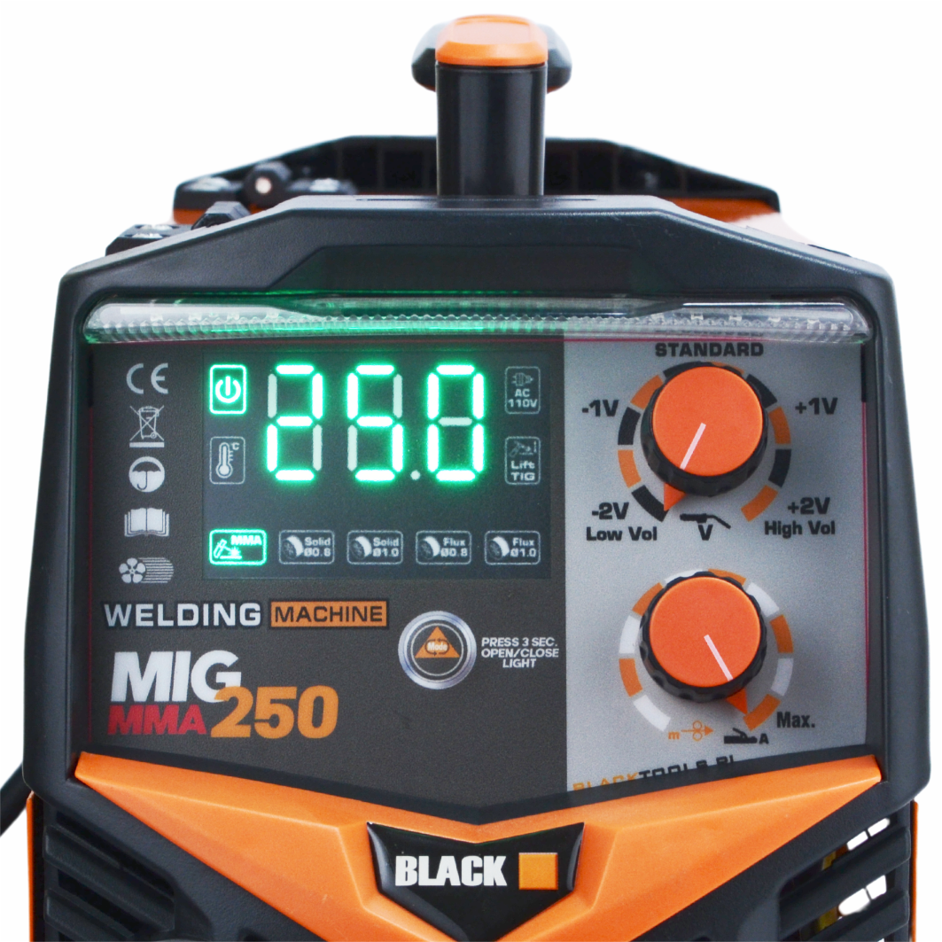 MIGOMAT MIG FCAW MMA 250A Flux Gaas Taustvalgustus Must Komplekt Keevitusmasin