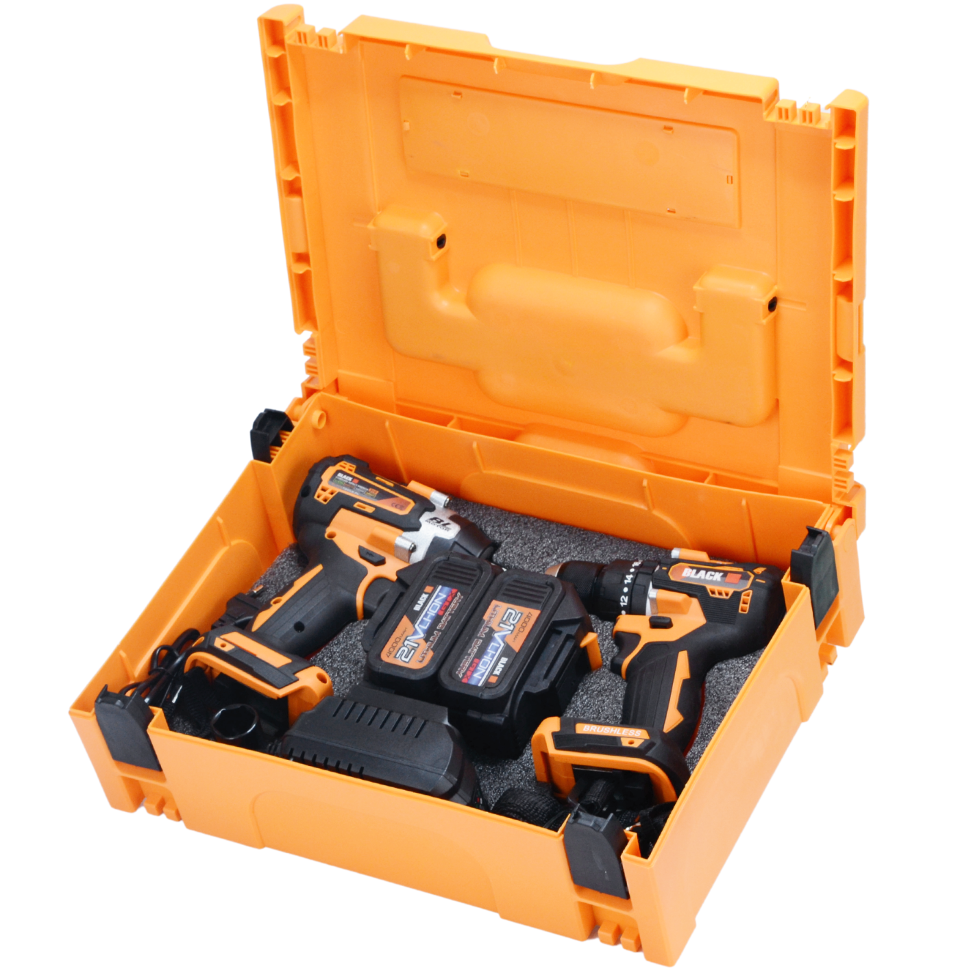 2-ühes juhtmevaba kruvikeeraja ja löökmutrivõtme tööriistakomplekt 21V 2x 4Ah