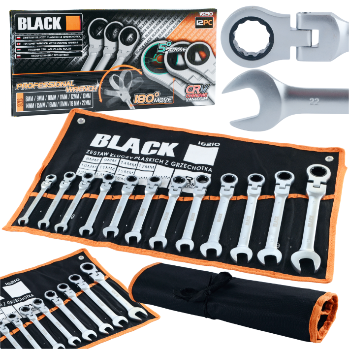 BLACKTOOLS põrk-kombivõtmete komplekt 8–22 mm, 12 tk 16210