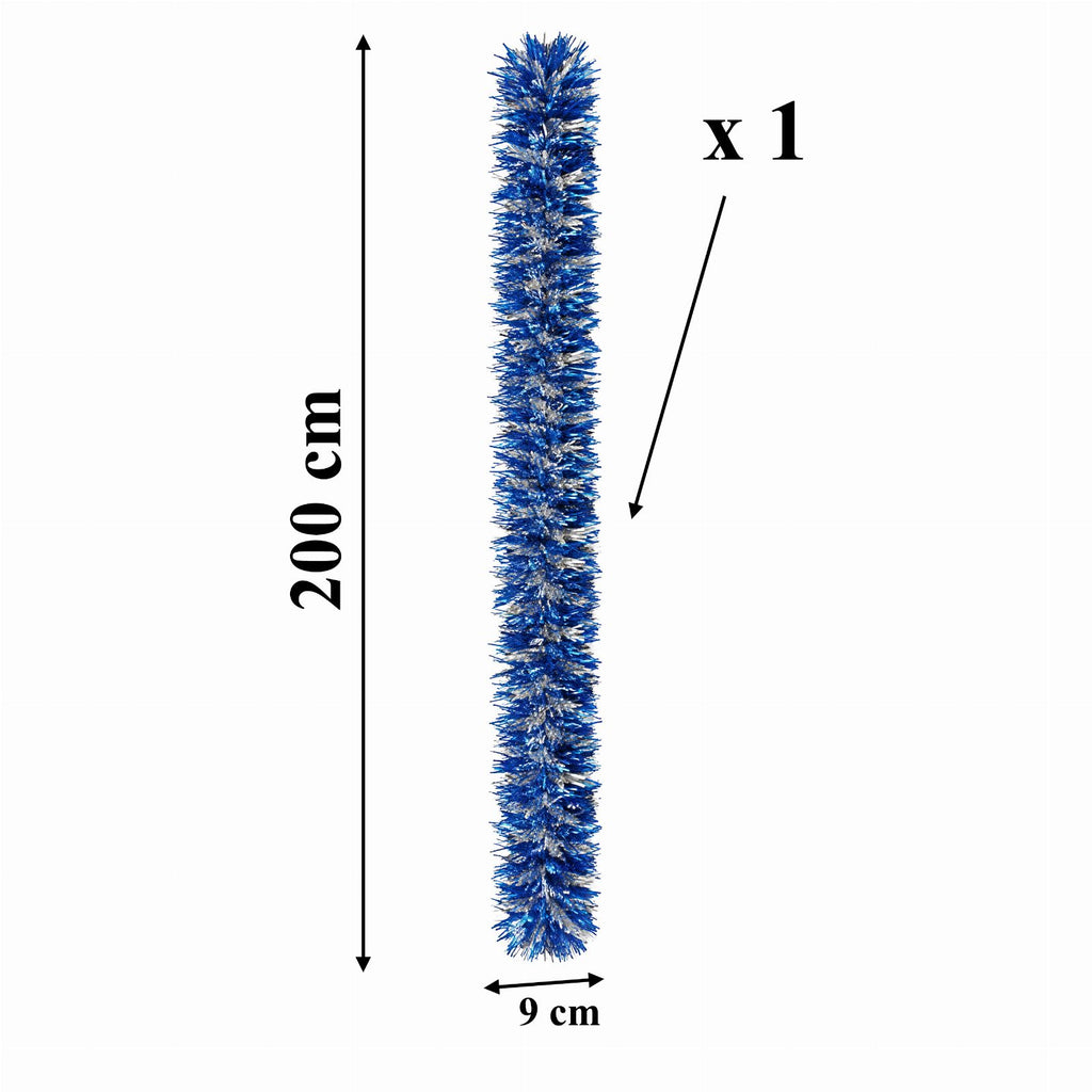 Silver and Blue Christmas Garland Chain 2m x 9cm 1 pcs