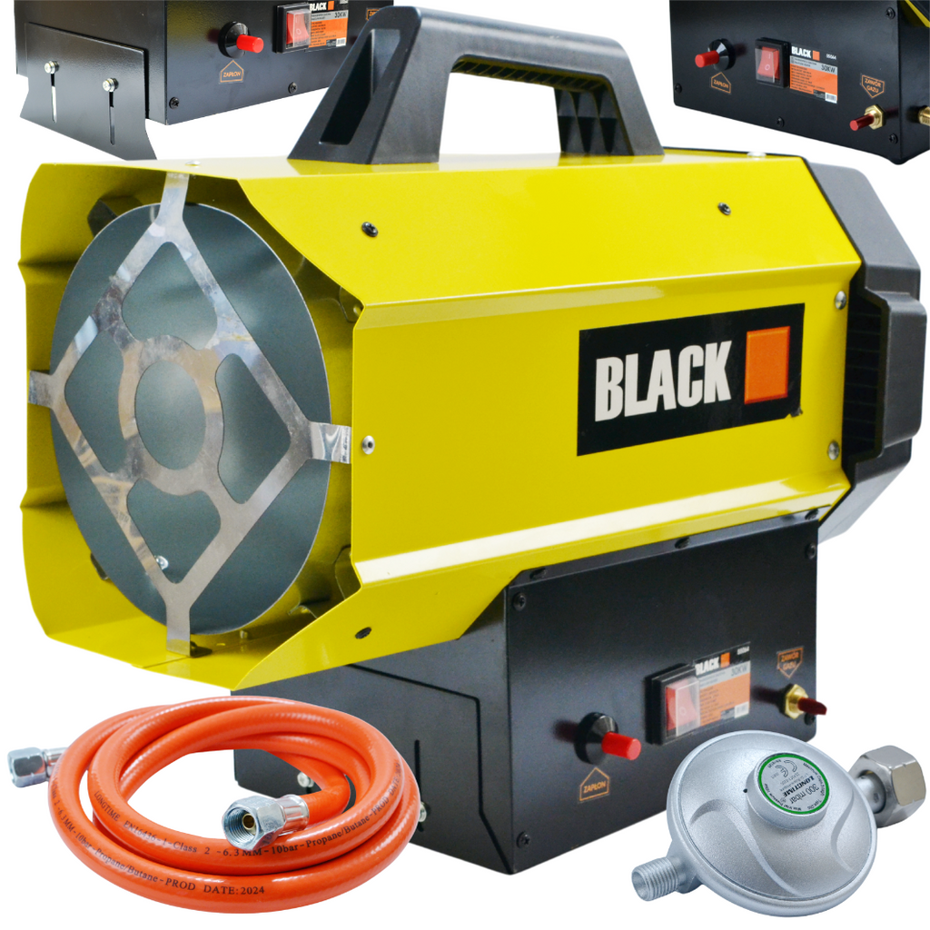 Black Gas Heater 30kW with Regulator and Hose – Efficient and Economical