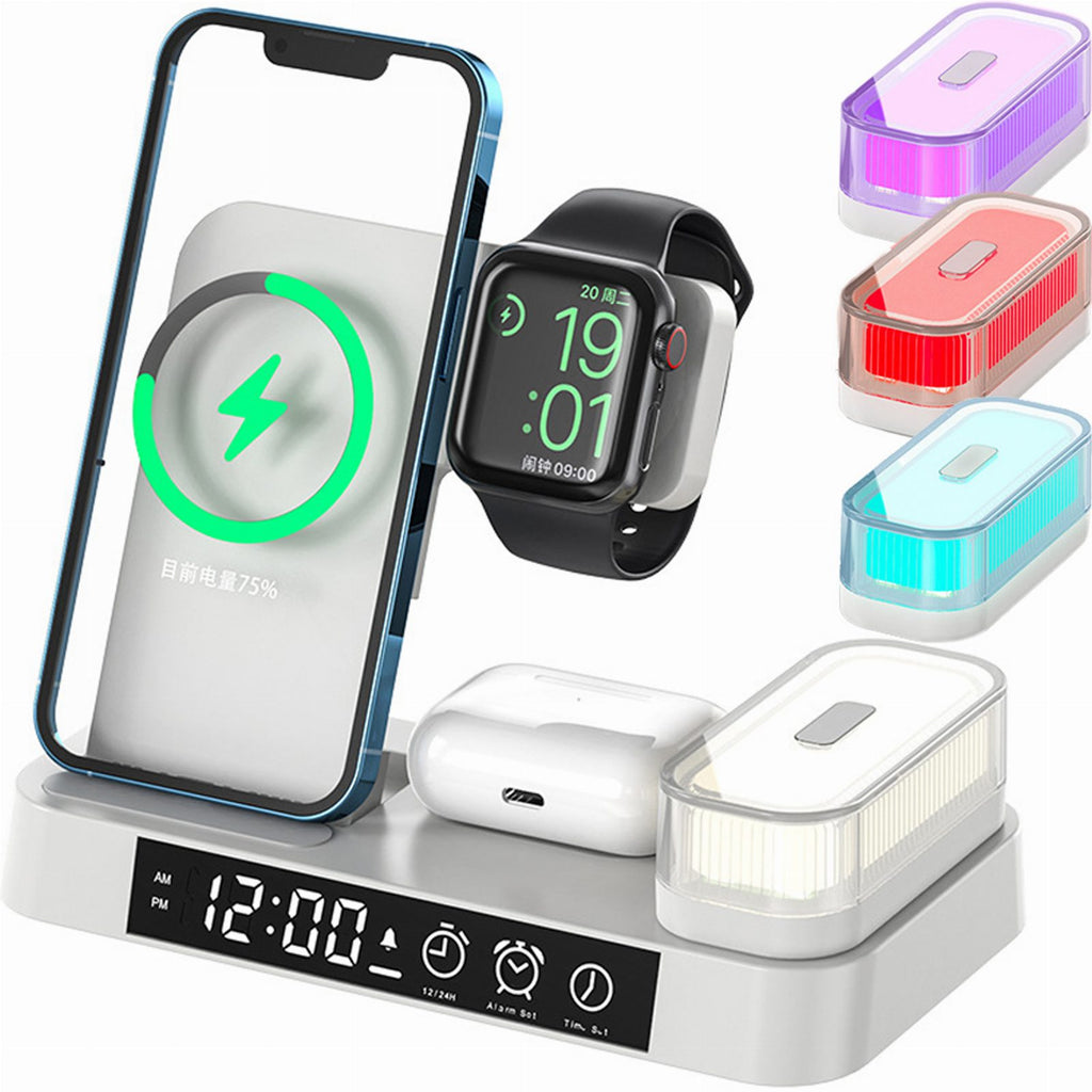 Wireless Charging Station 4-in-1 15W QI with Night Lamp White