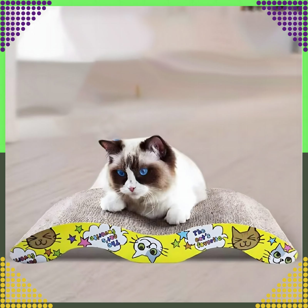 Eco-Friendly Large Cardboard Cat Scratcher with Wave Design and Catnip