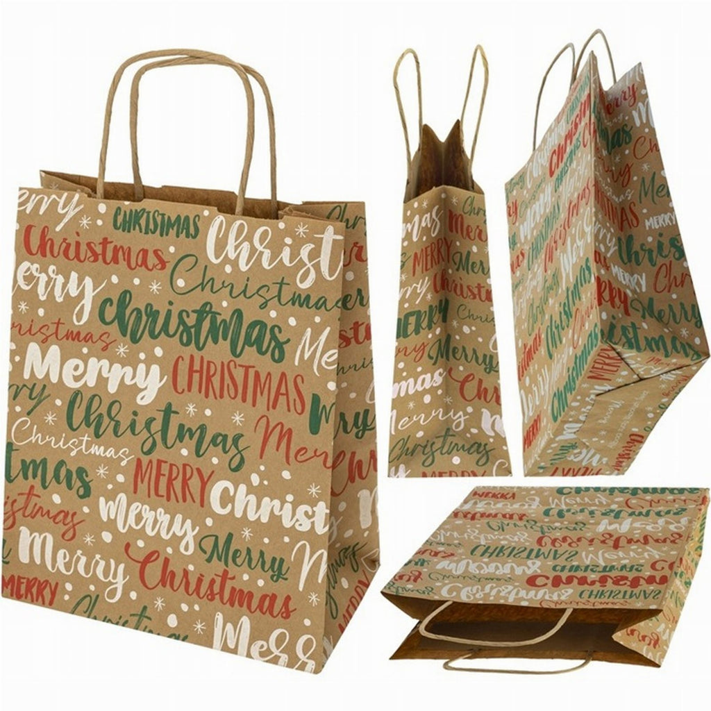 Beige Merry Christmas Gift Bags 25 pcs