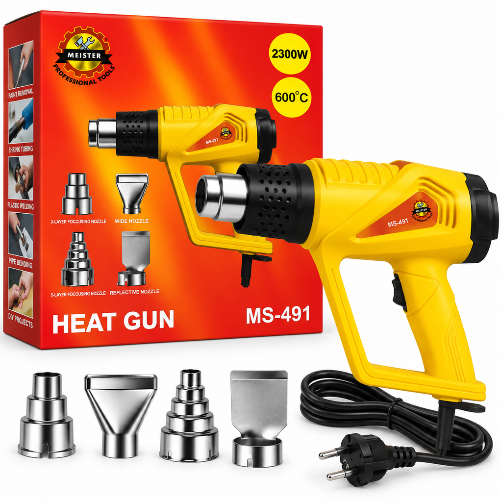 MEISTER MS-491 kuumaõhupuhur 2300W 600°C – 2 režiimi, 4 otsikut