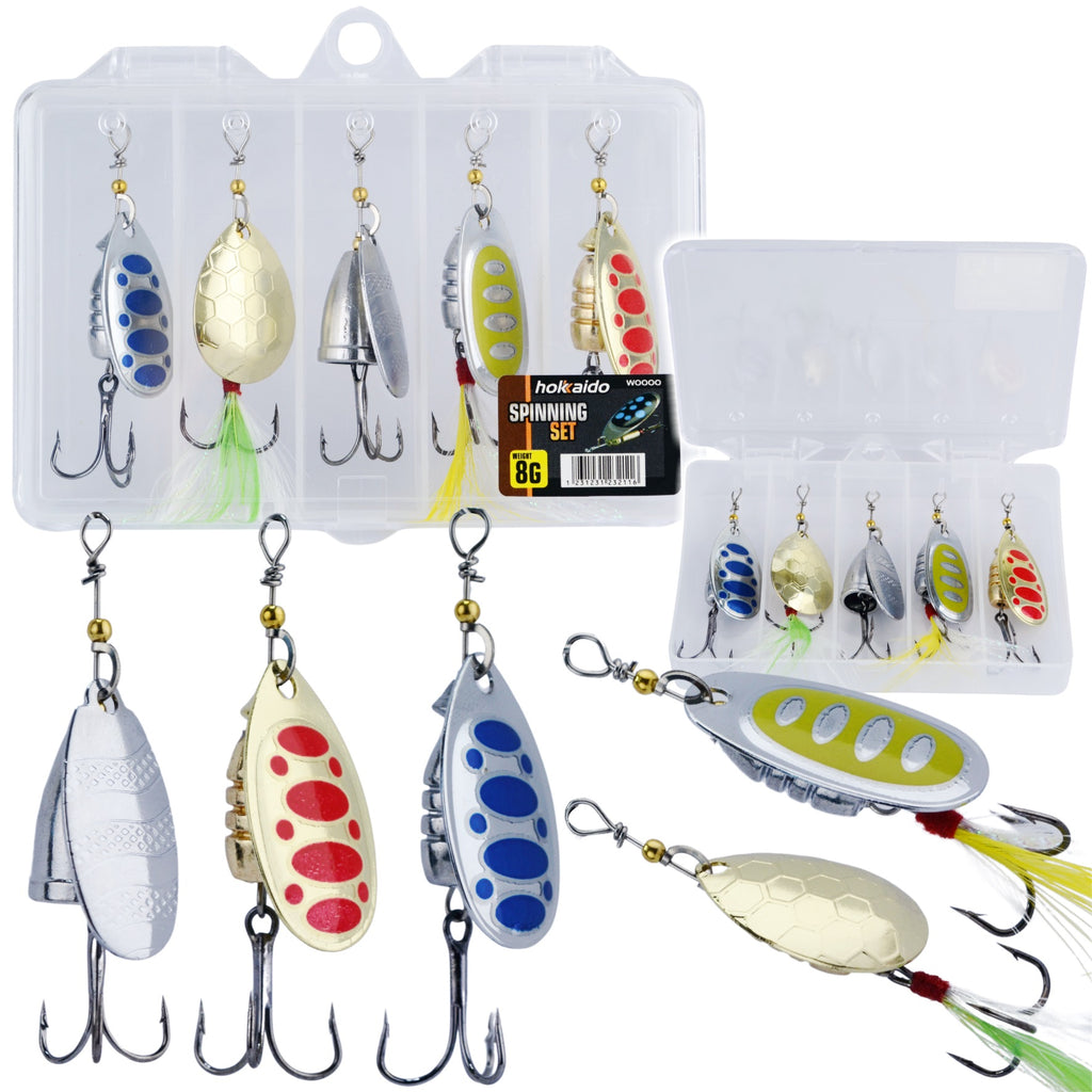 5 tk mitmevärvilised 8g Hokkaido pöörlevad landid karbis