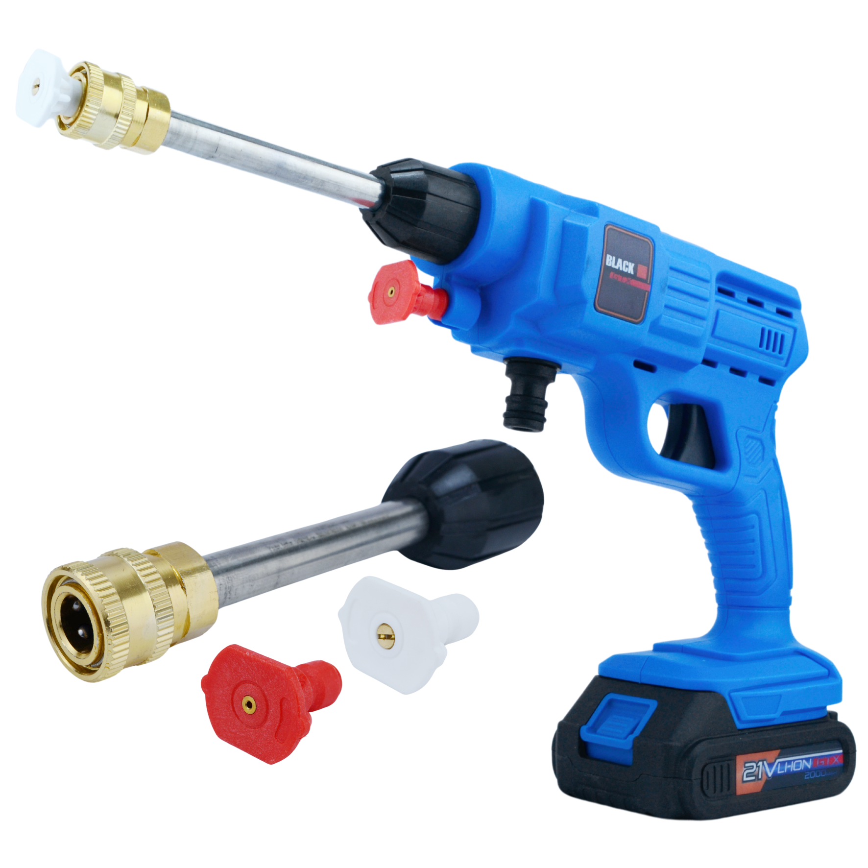 Juhtmevaba 21V 75BAR isetõmbav survepesuri komplekt 2x 2Ah akuga – Black