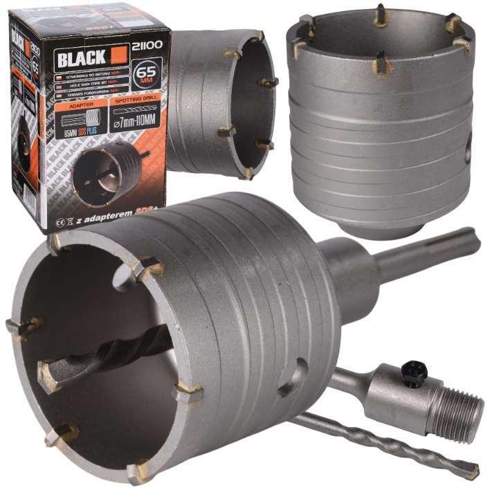 BLACKTOOLS 65 mm betooni kroonpuur SDS+ hoidikuga 21100