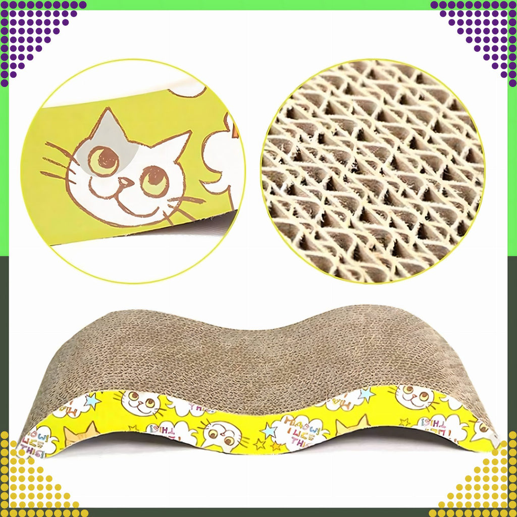 Eco-Friendly Large Cardboard Cat Scratcher with Wave Design and Catnip