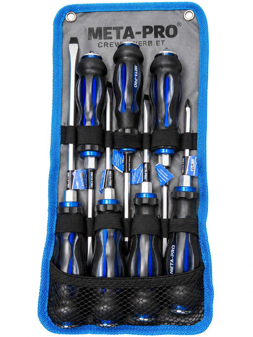 META-PRO 7-Piece Professional Screwdriver Set – Phillips & Flathead with Tool Pouch