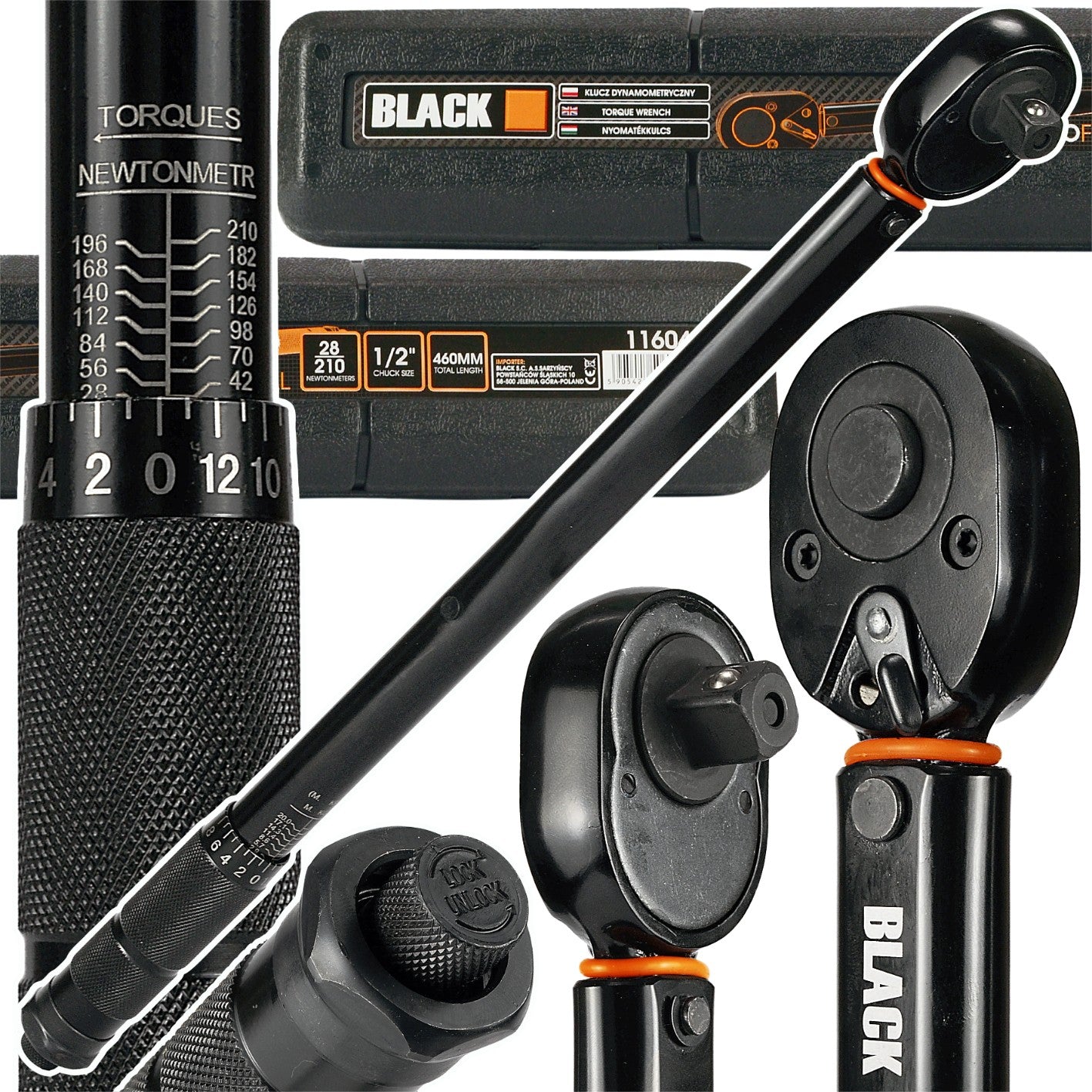 Momentvõti 1/2" 28-210 Nm CrMo & CrV 460mm Must ratastele