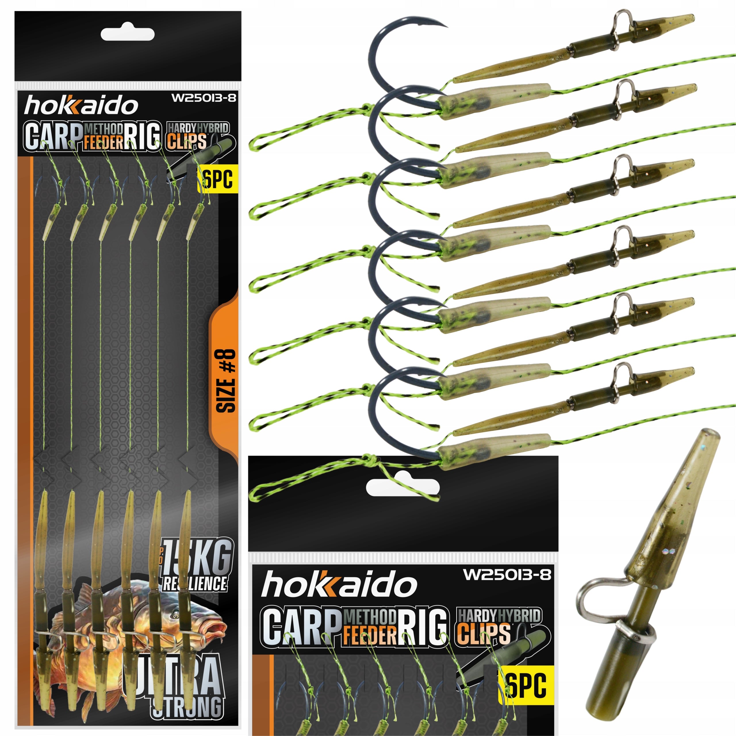 Hokkaido karpkalapüügi lips juukse ja konksuklambriga, suurus 8