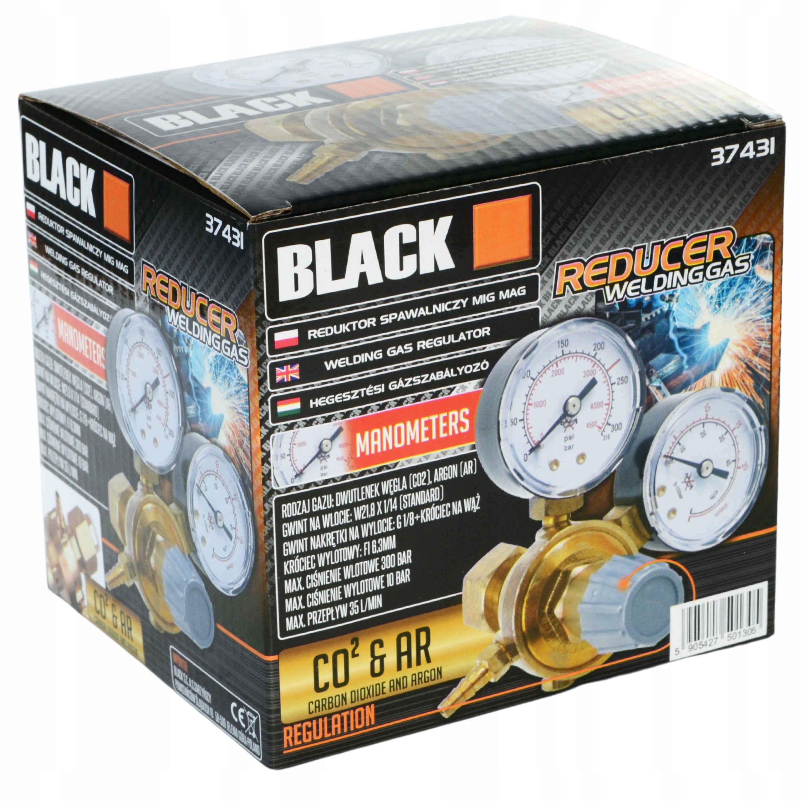 Black Argon CO2 Welding Reducer Valve 300BAR