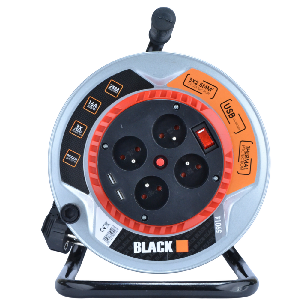 Metallist rullpikendusjuhe 25m paks Black kaabel