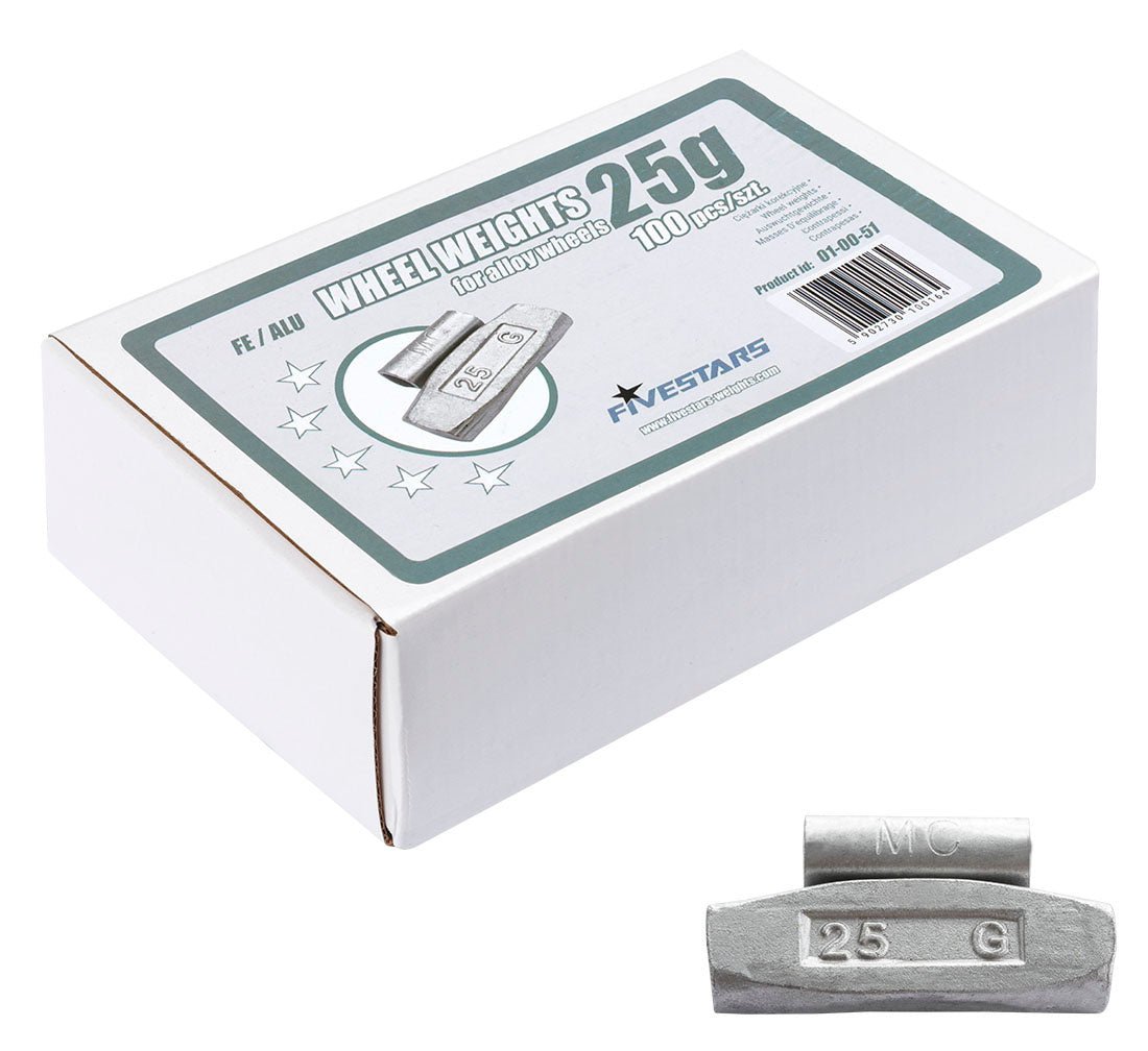 FiveStars klambriga rattatasakaalu raskused 25 g ALU velgedele, 100 tk (100 tk, 25 g)