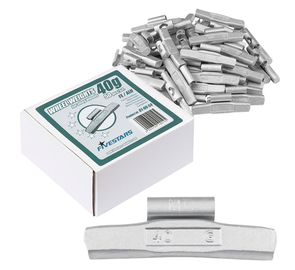 FiveStars klambriga rattaraskused 40 g ALU velgedele, 50 tk (50 tk, 40 g)