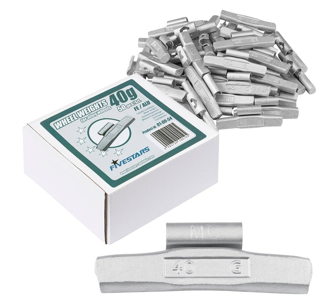 FiveStars klambriga rattaraskused 40 g ALU velgedele, 50 tk (50 tk, 40 g)