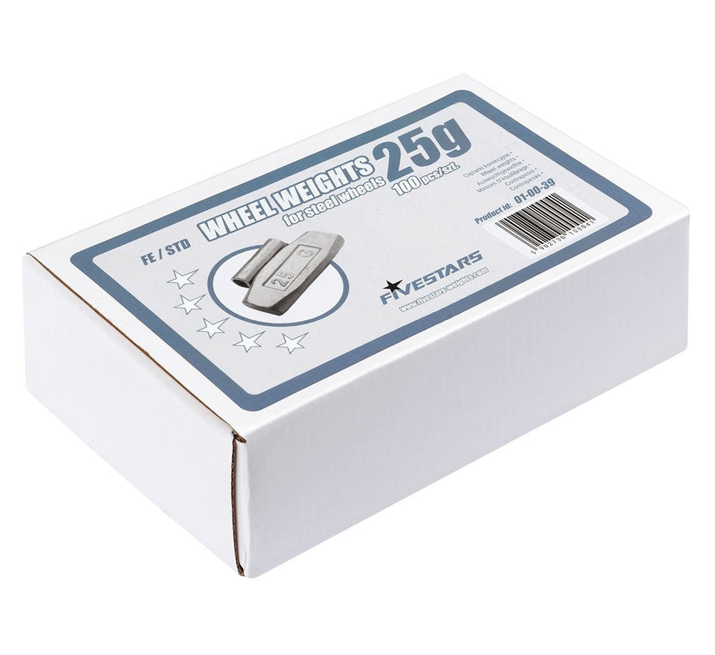 FiveStars klambriga rattakaalud 25 g terasvelgedele – 100 tk (100 tk, 25 g)