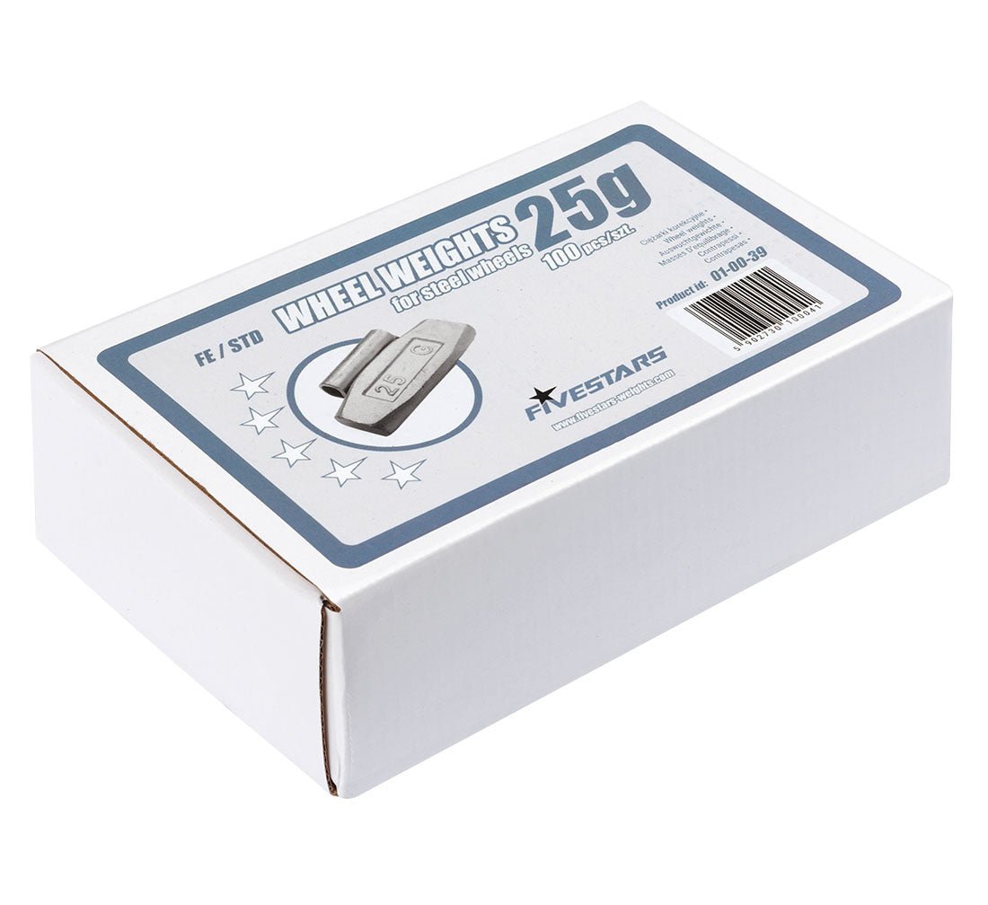 FiveStars klambriga rattakaalud 25 g terasvelgedele – 100 tk (100 tk, 25 g)