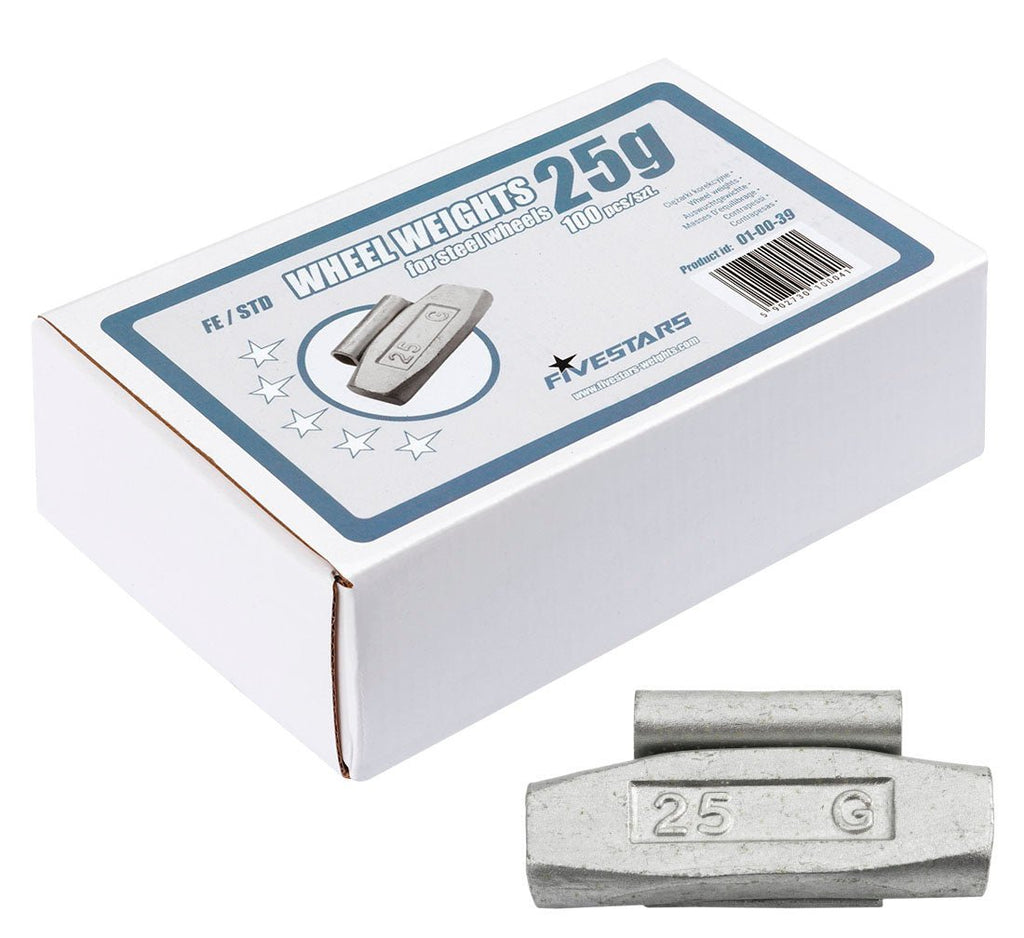 FiveStars klambriga rattakaalud 25 g terasvelgedele – 100 tk (100 tk, 25 g)