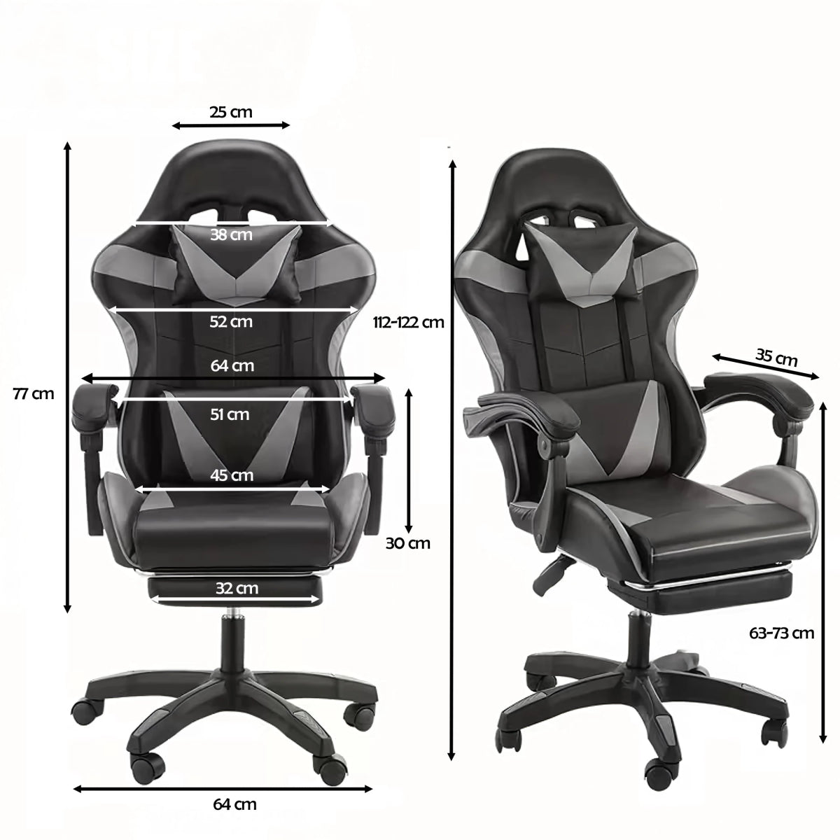 Gaming - kontoritool jalatoega kuni 150 kg, hall - must - Ostuklikk