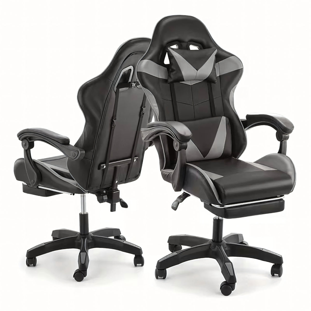 Gaming - kontoritool jalatoega kuni 150 kg, hall - must - Ostuklikk