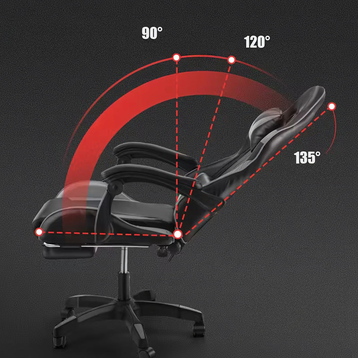 Gaming - kontoritool jalatoega kuni 150 kg, hall - must - Ostuklikk