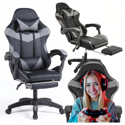 Gaming - kontoritool jalatoega kuni 150 kg, hall - must - Ostuklikk