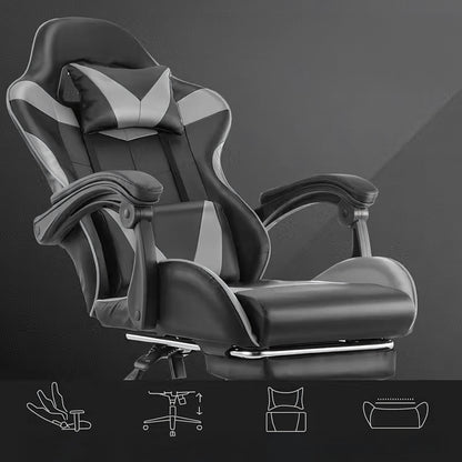 Gaming - kontoritool jalatoega kuni 150 kg, hall - must - Ostuklikk