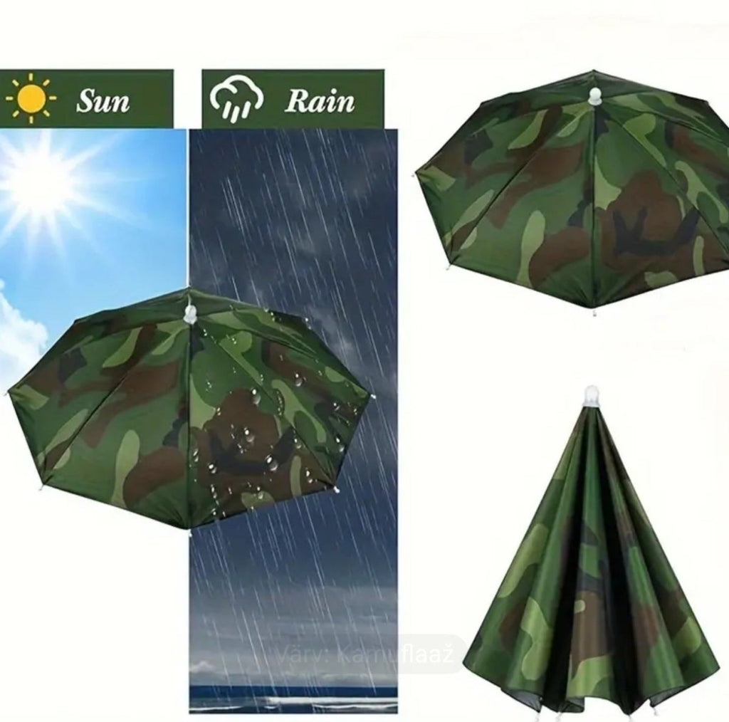 Innovatiivne peaga kinnitatav vihmavarju müts