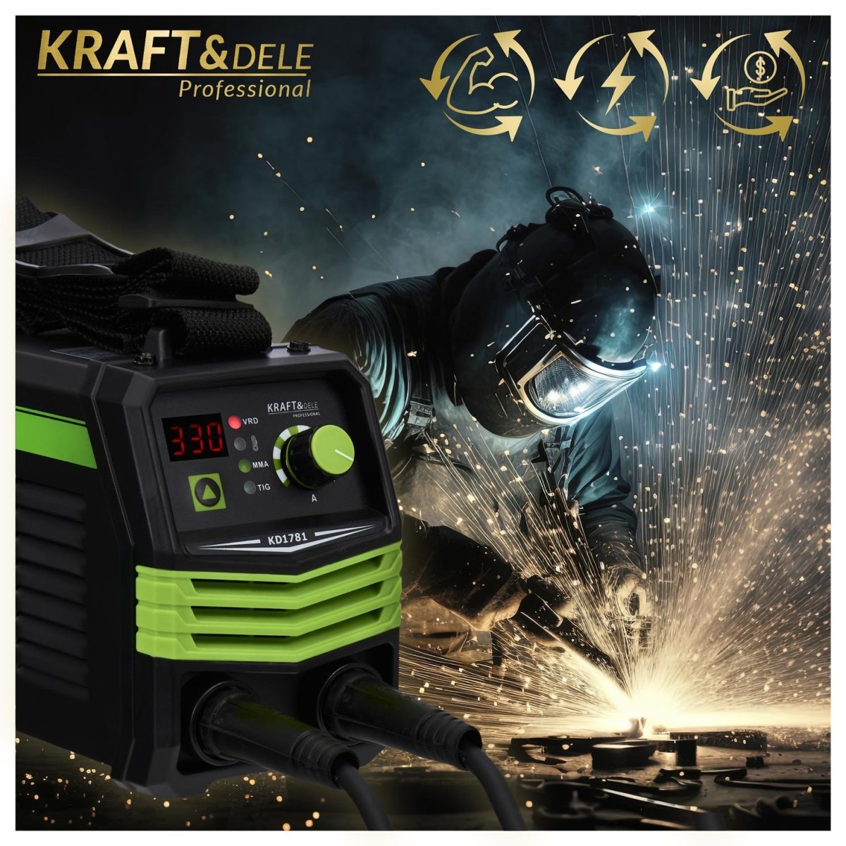 Kraft&Dele KD1781 MMA/TIG inverter-keevitusaparaat 330A