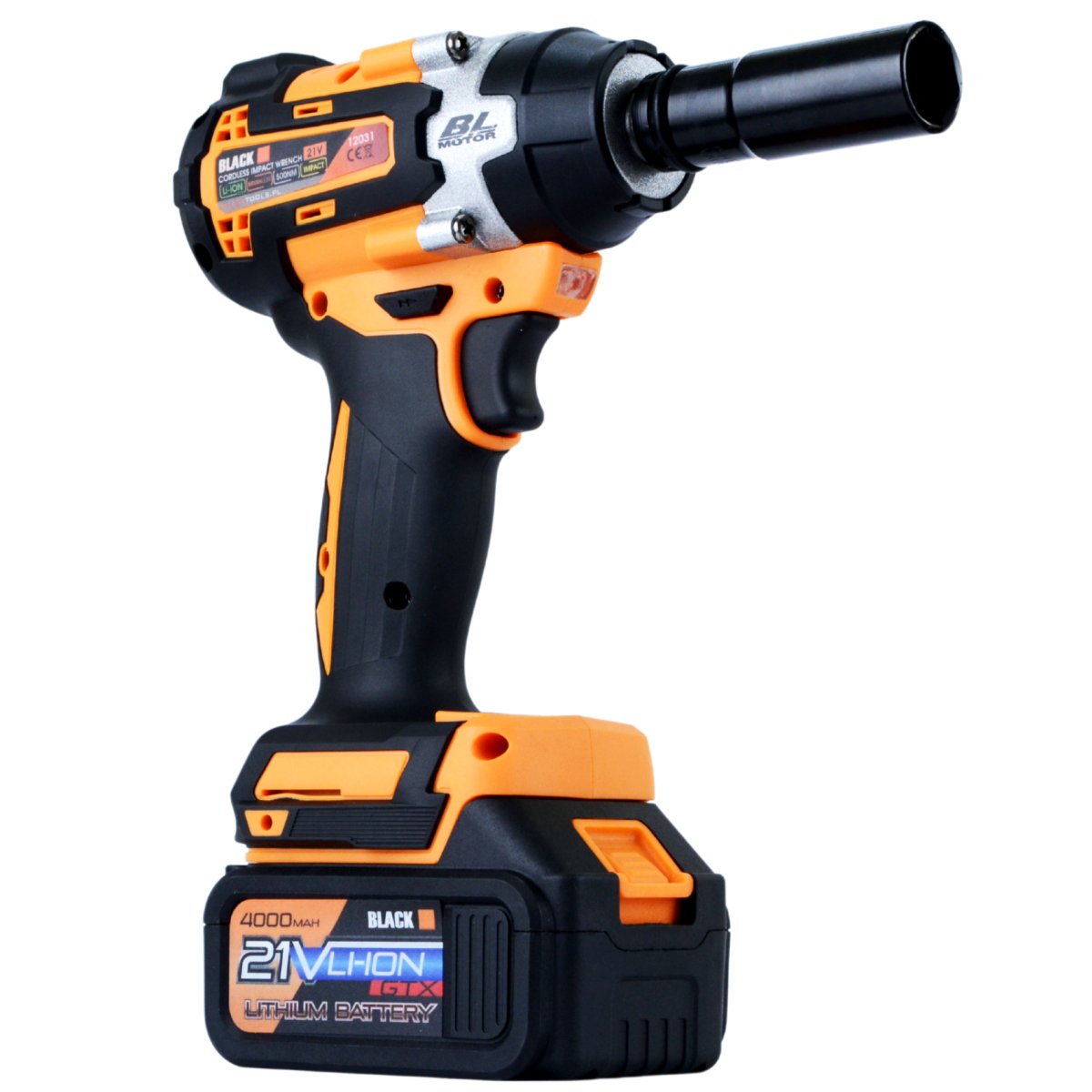 21V juhtmeta lööktrell 500Nm pöördemomendi ja 4Ah akuga