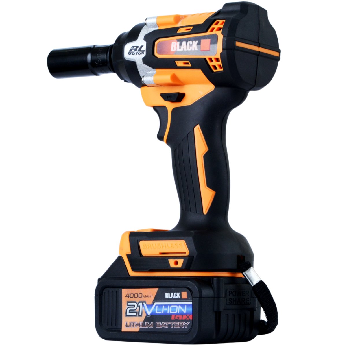 21V juhtmeta lööktrell 500Nm pöördemomendi ja 4Ah akuga