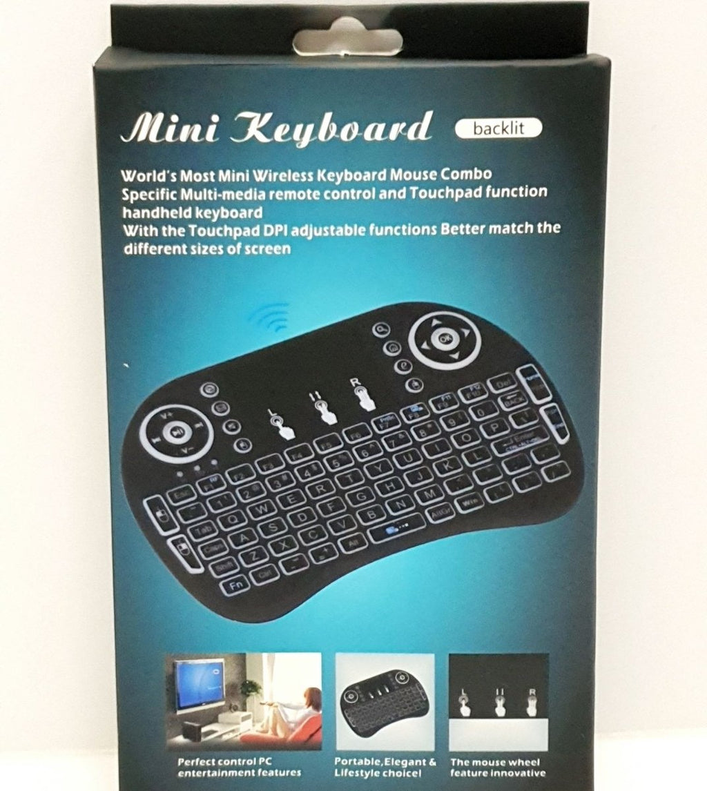 Juhtmevaba miniklaviatuur taustvalgustuse ja puuteplaadiga