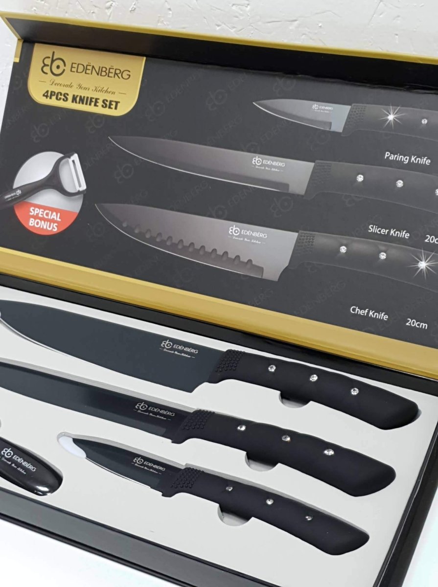 Edenberg 4-Piece Kitchen Knife Set with Stone Handles