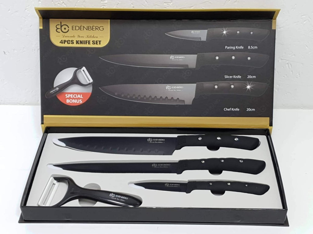 Edenberg 4-Piece Kitchen Knife Set with Stone Handles