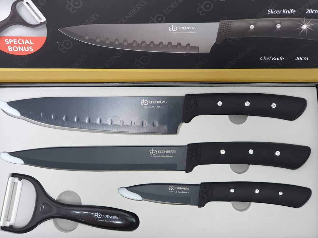Edenberg 4-Piece Kitchen Knife Set with Stone Handles