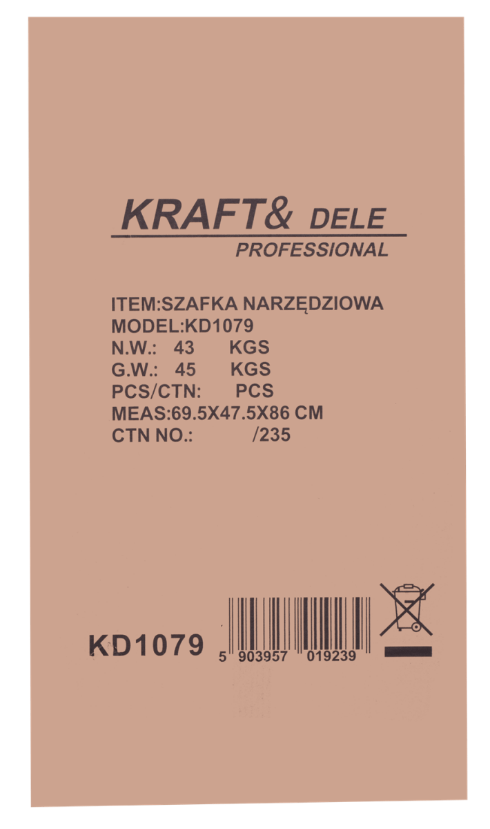 KRAFT&DELE KD1079 tööriistakapp (tühi) – 7 sahtlit, terasest tööpind - Ostuklikk