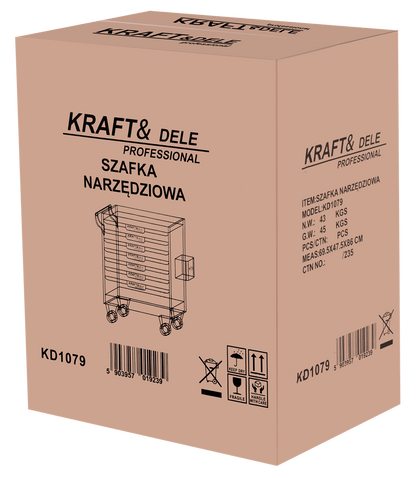 KRAFT&DELE KD1079 tööriistakapp (tühi) – 7 sahtlit, terasest tööpind - Ostuklikk