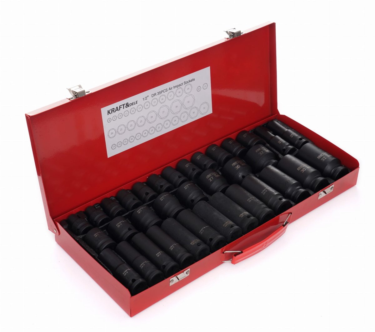 KRAFT&DELE KD11756 1/2" löökpadrunite komplekt, 35 tk, Cr-Mo teras