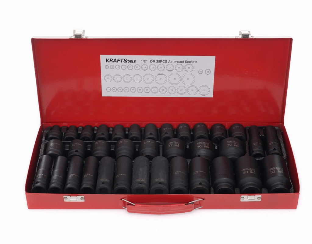 KRAFT&DELE KD11756 1/2" löökpadrunite komplekt, 35 tk, Cr-Mo teras