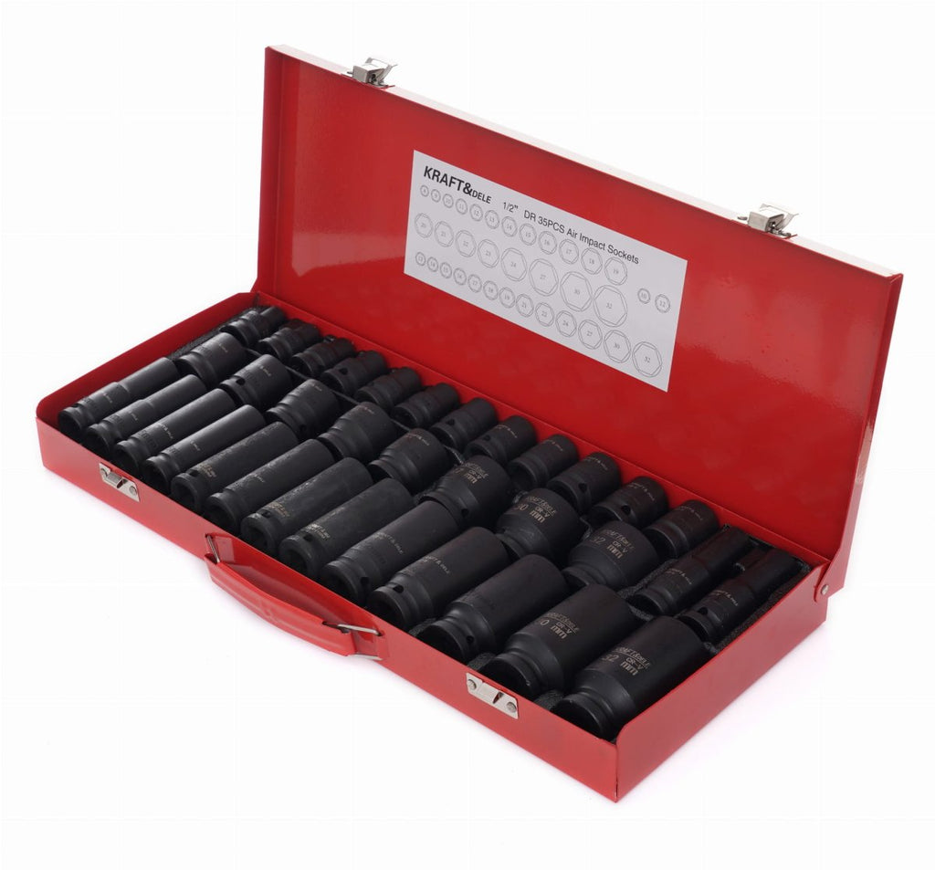 KRAFT&DELE KD11756 1/2" löökpadrunite komplekt, 35 tk, Cr-Mo teras