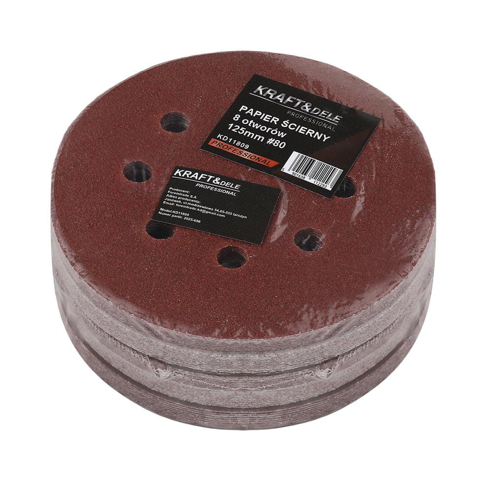 KRAFT&DELE KD11809 liivapaberikettad 125 mm P80, 50 tk (takjakinnitus) - Ostuklikk