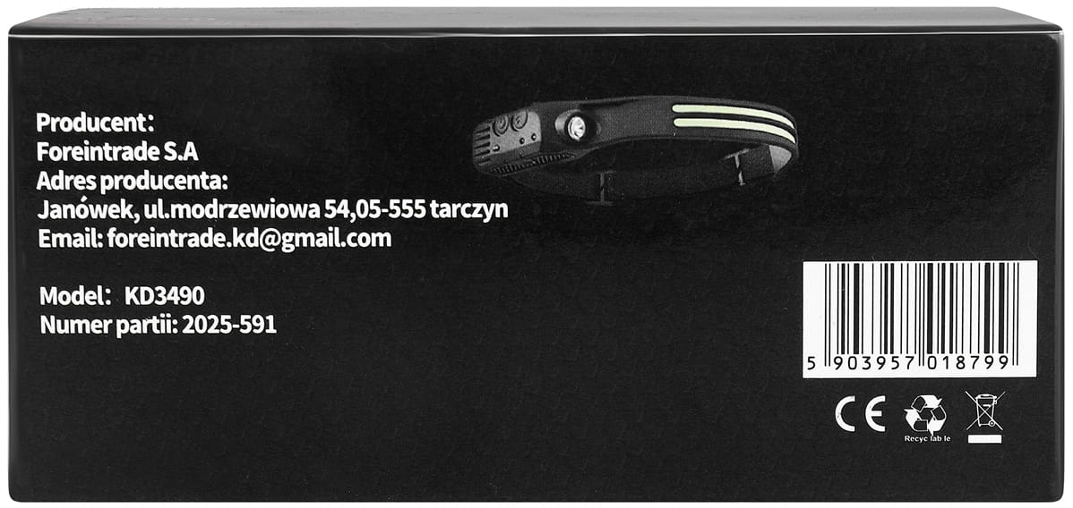 KRAFT&DELE KD3490 LED pealamp – COB + XPE, andur, USB - C - Ostuklikk